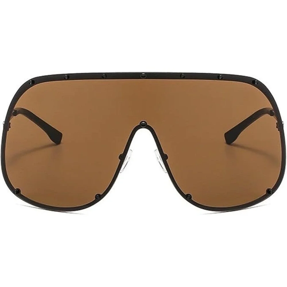 Oversized Shield Sunglasses Visor Wrap Sun Glasses Fashion  Brown Women‎ Men New